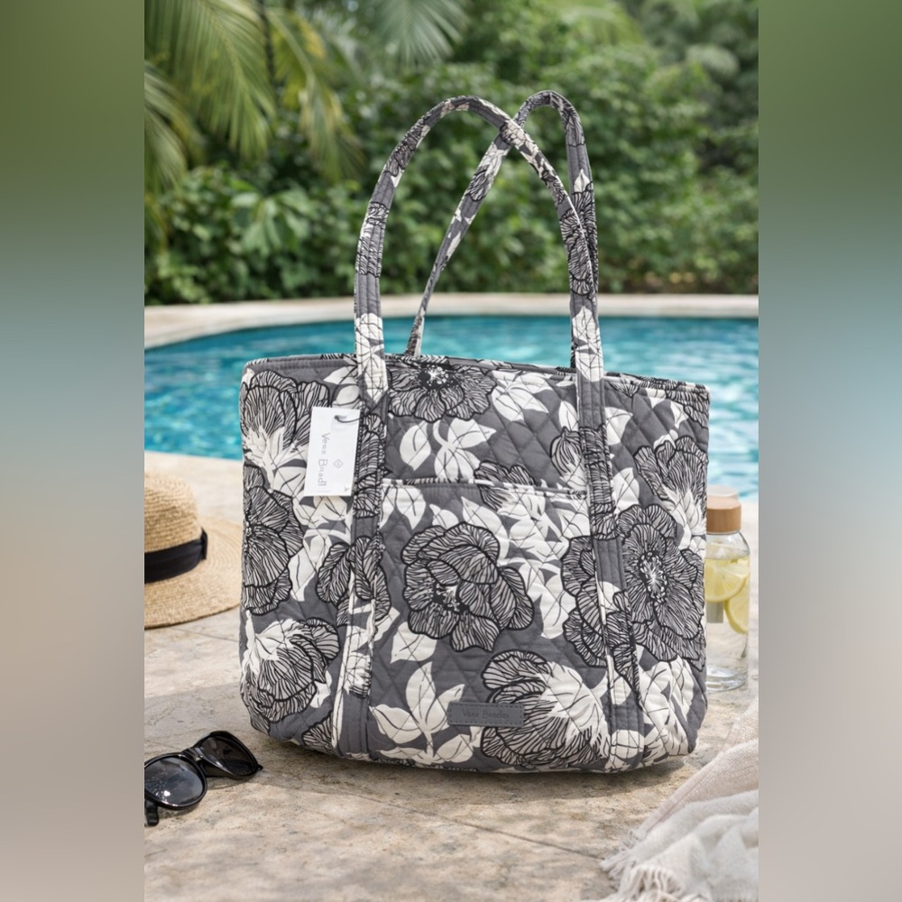 Vera Bradley Black and Gray Floral Quilted Tote
